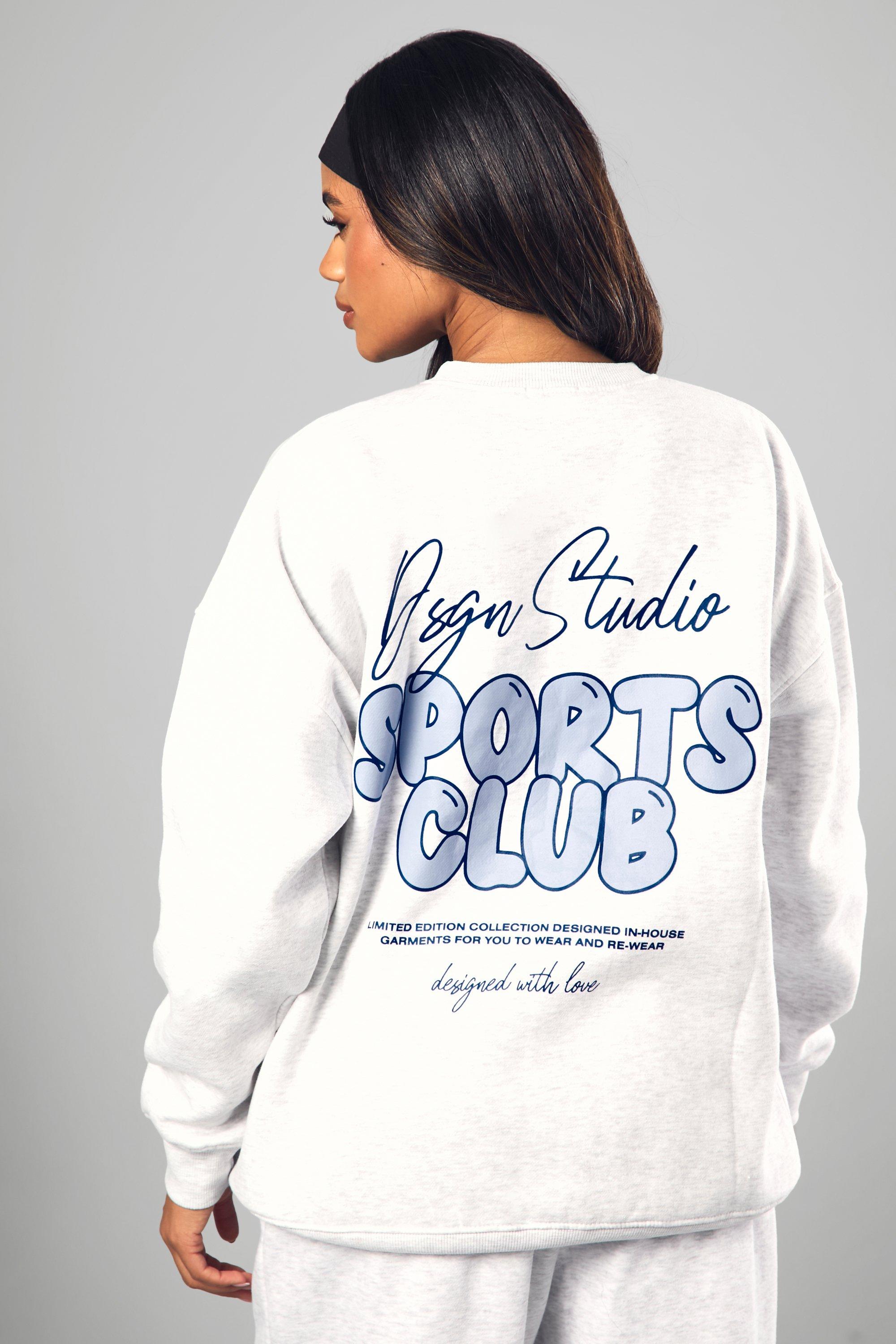 Ash Grey Dsgn Studio Sports Bubble Slogan Oversized Sweatshirt boohoo UK